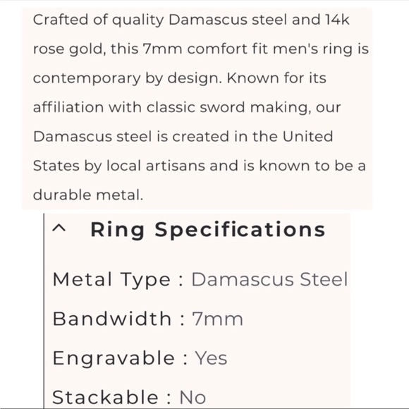 SHANE CO Wedding Band Damascus Steel Rose Gold New in Box with Receipt - Picture 10 of 16